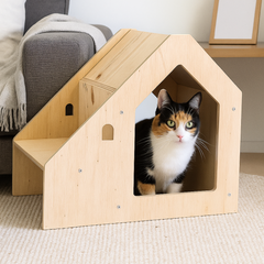 2 in 1 wooden pet house with serving tray