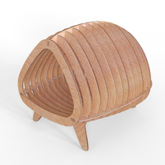 Parametric cat house and bed with round lines plywood
