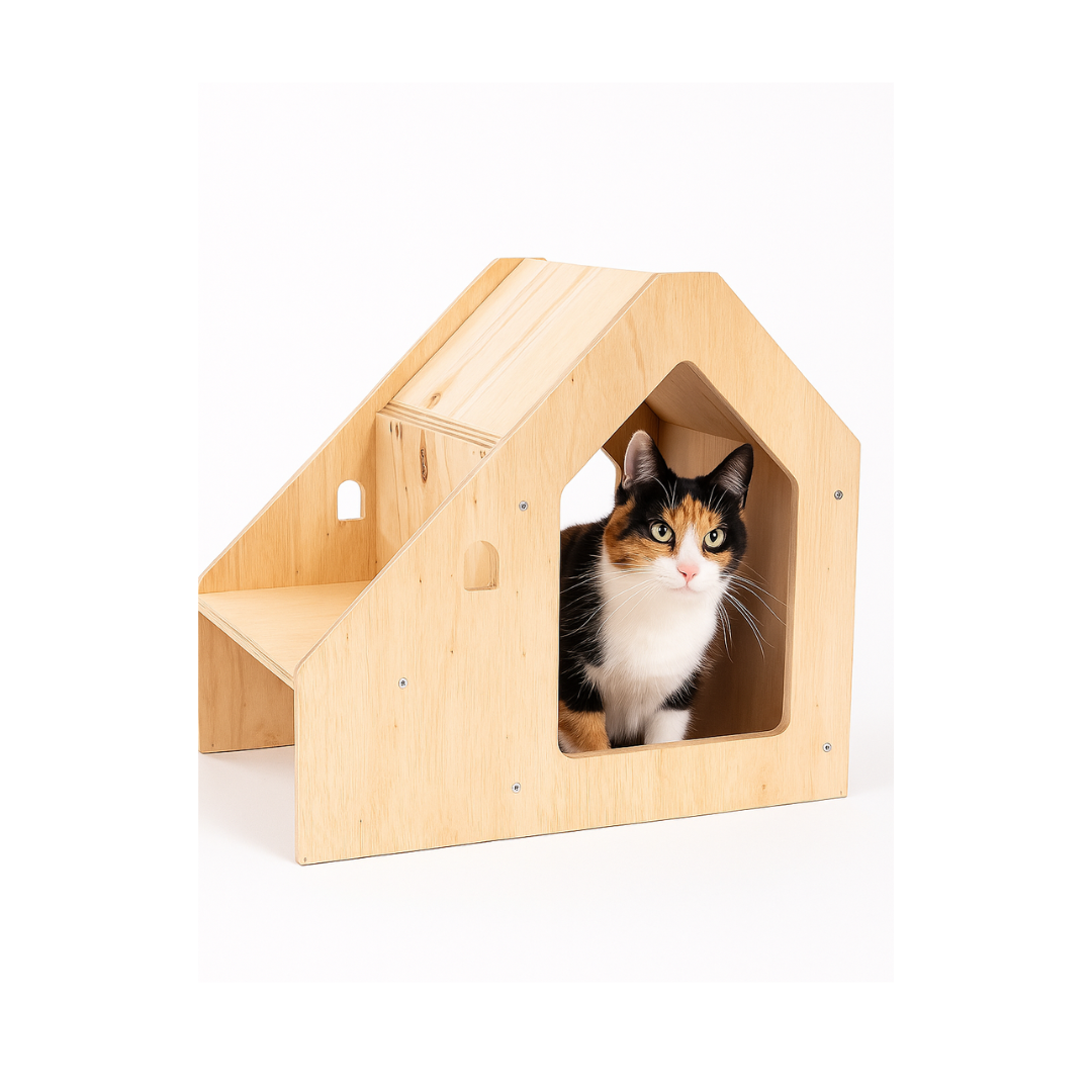 2 in 1 wooden pet house with serving tray