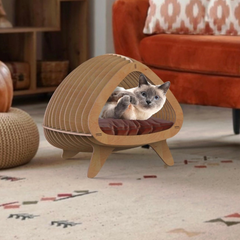 Parametric cat house and bed with round lines plywood