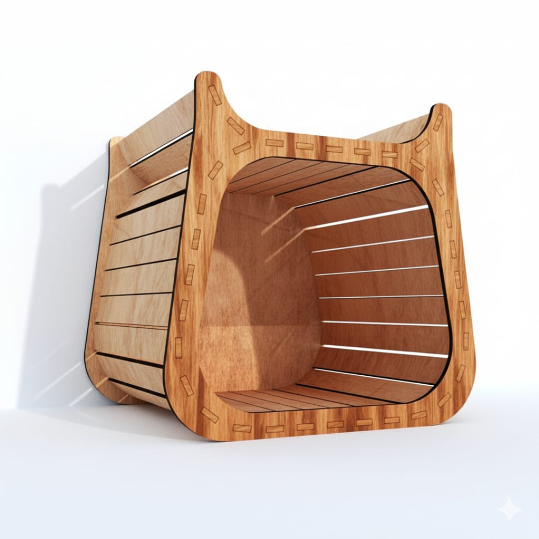 Parametric cozy cat striped bed