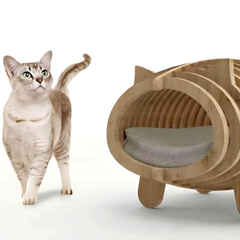 Parametric cat shape house and bed plywood